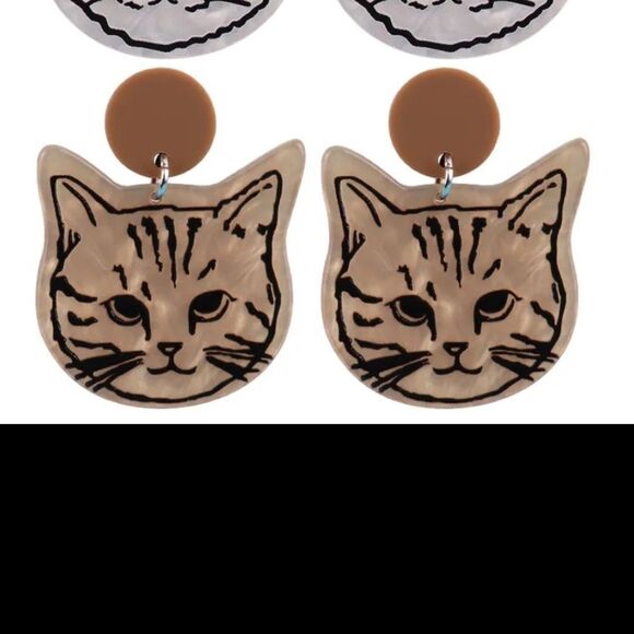 NWOT Tan Cat Earrings - Picture 2 of 3